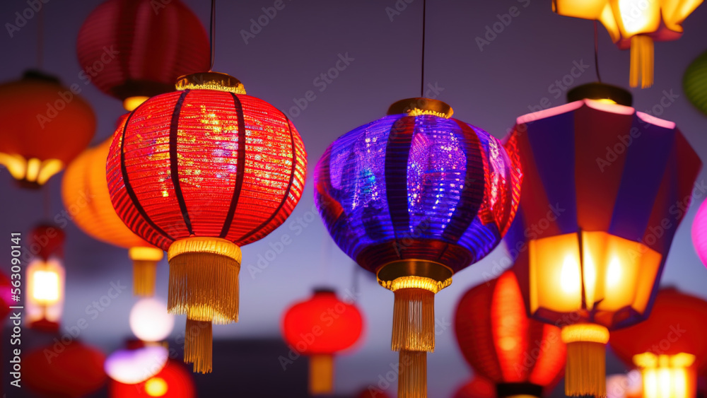 chinese lantern, chinese new year, decoration, Generative AI