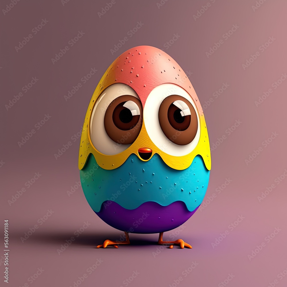 Fototapeta premium Cute Colorful Easter Egg (Generative AI)