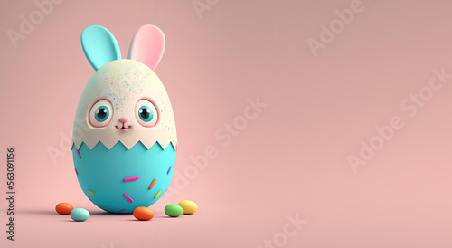 Cute Easter Bunny Banner wi...