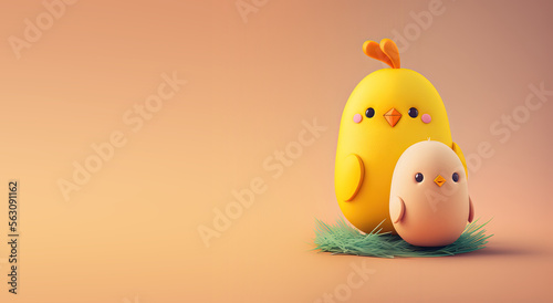 Easter Banner. Two Cartoon ...
