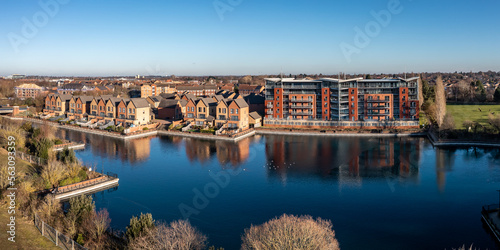 Aerial view of exclusive, waterfront property at Lakeside in Doncaster