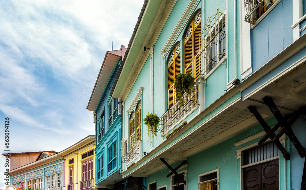 Obraz premium Street view in historic Las Penas neighborhood in Guayaquil, Ecuador