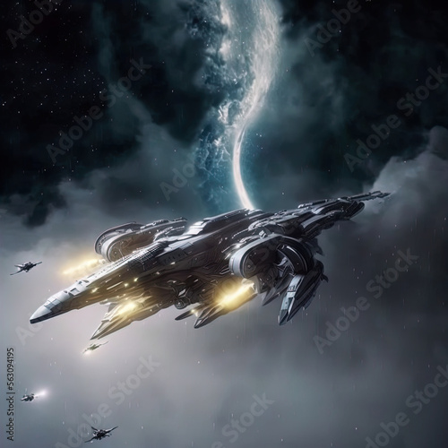 Alien fighter aircraft. Spaceship.