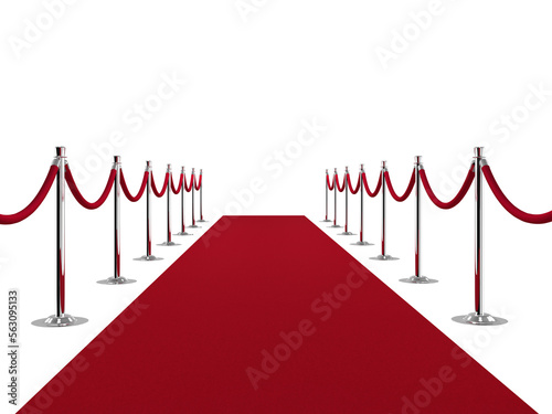 Red carpet isolated on white background. 3d illustration.