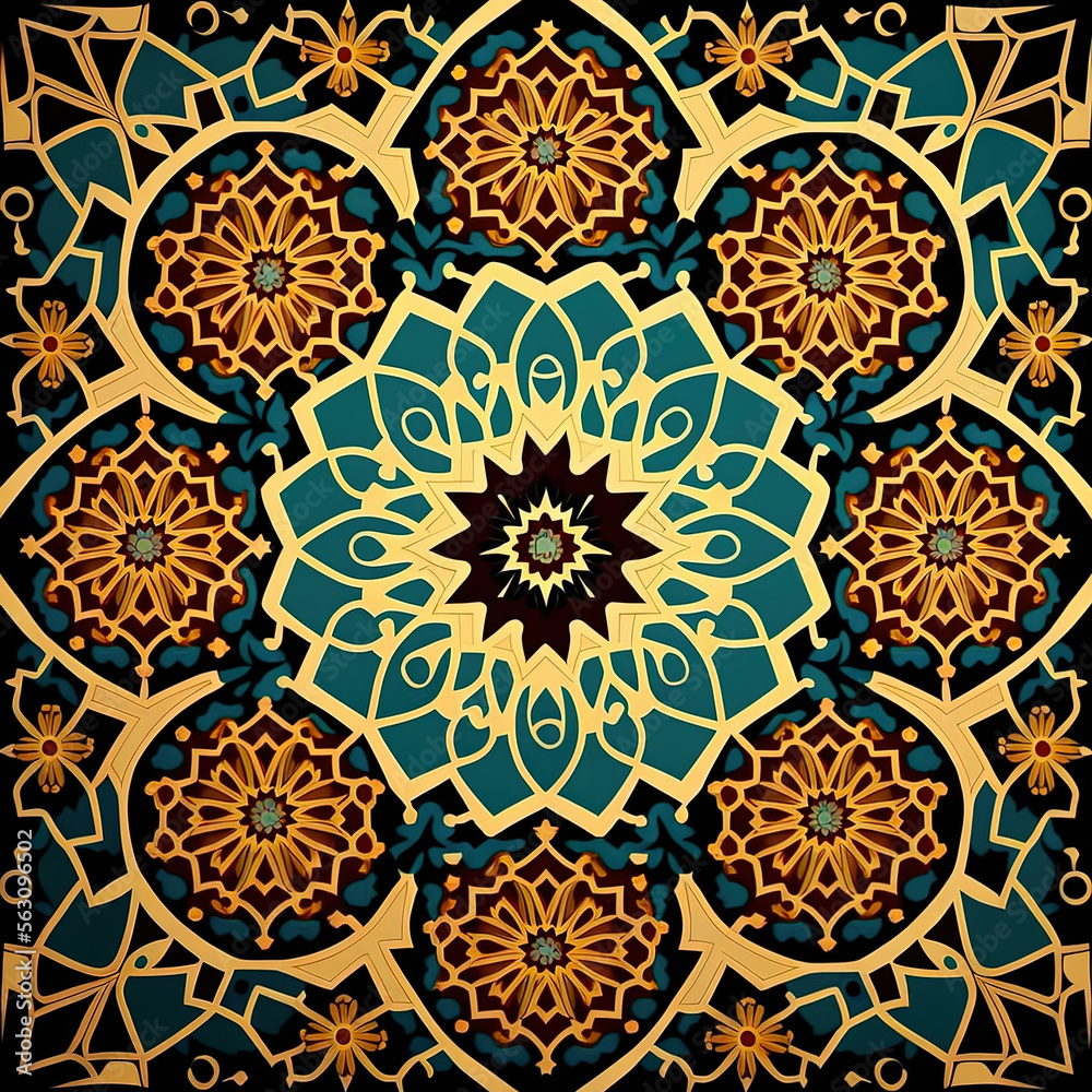 Islamic pattern for wallpaper with a 3d effect depth design