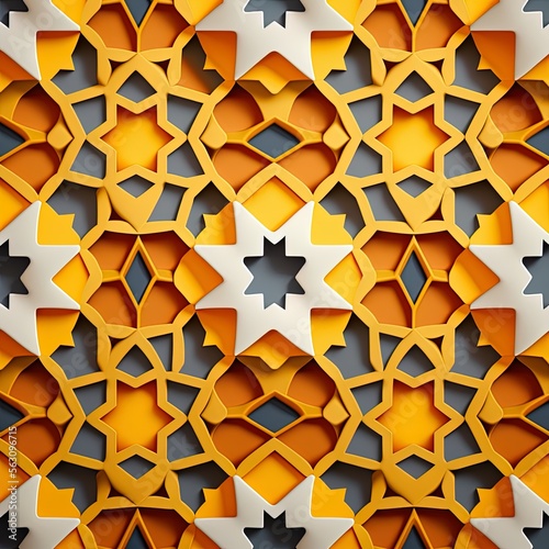 Islamic pattern for wallpaper with a 3d effect depth design © Arisctur