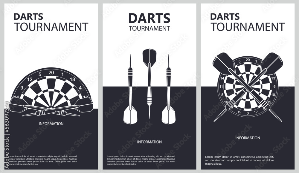 Vector illustration about darts tournament. Flyer design for darts