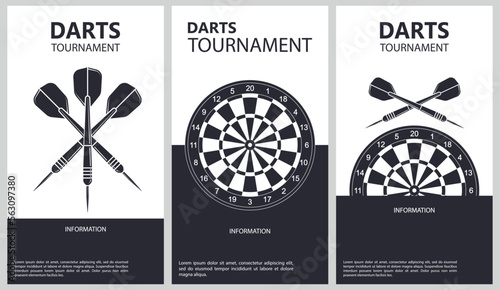Vector illustration about darts tournament. Flyer design for darts tournament, match photo