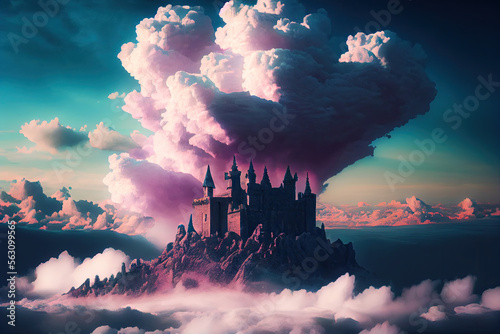 Clouds over middle age castle - By Generative AI