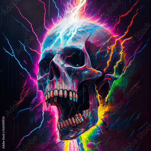 Wallpaper Mural Isolated skull with thunder lightning. AI generative. Torontodigital.ca