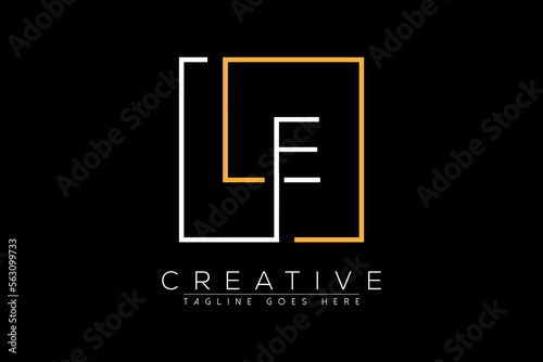 Initial letter le, el, e, l elegant and luxury Initial with Rectangular frame minimal monogram logo design vector template photo