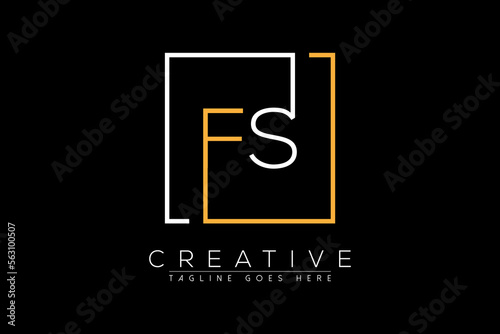 Initial letter fs, sf, f, s elegant and luxury Initial with Rectangular frame minimal monogram logo design vector template