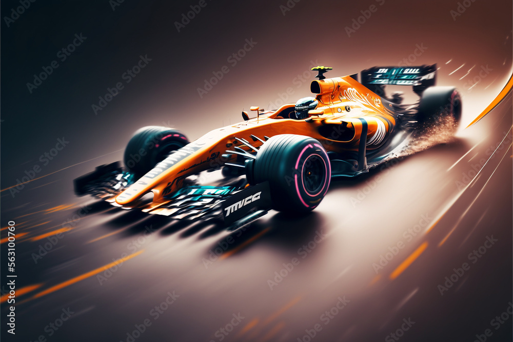 Illustration of a f1 race car stylized - Created with generative ai technology