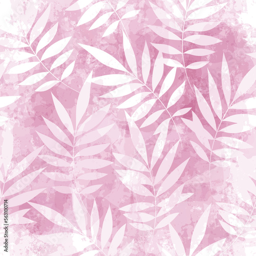 Leaves Pattern. Watercolor Palm leaves seamless vector background, jungle print textured