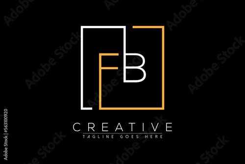 Initial letter fb, bf, f, b elegant and luxury Initial with Rectangular frame minimal monogram logo design vector template