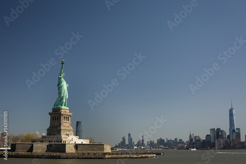 Statue of Liberty with Manhattan skyline in the background  New York