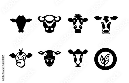Cow Farm Head Illustration Set