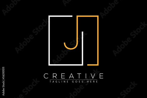 Initial letter ji, ij, i, j elegant and luxury Initial with Rectangular frame minimal monogram logo design vector template