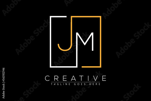 Initial letter jm, mj, m, j elegant and luxury Initial with Rectangular frame minimal monogram logo design vector template