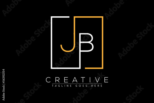 Initial letter jb, bj, b, j elegant and luxury Initial with Rectangular frame minimal monogram logo design vector template