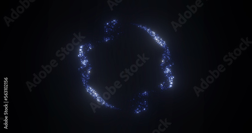 Abstract glowing looped circle made of blue lines of magical energy particles. Abstract background © Bolbik