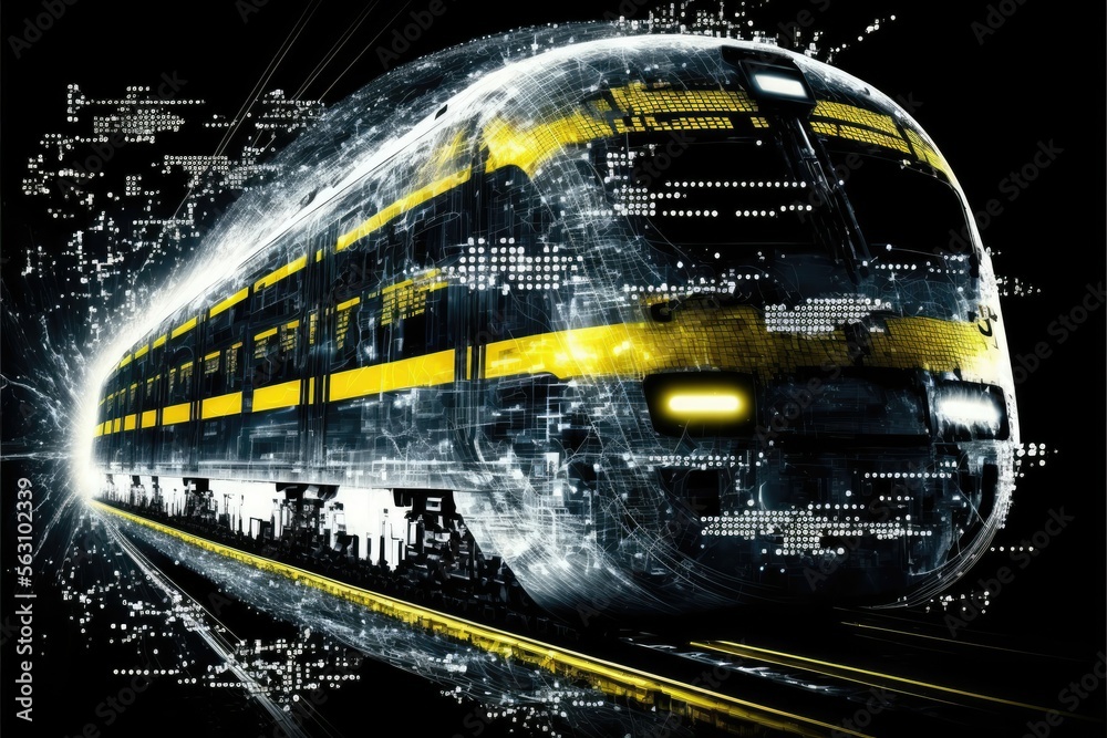 Generative AI global train business transport , black and yellow ...