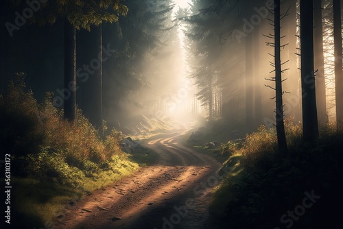 Slika na platnu dirt road in the woods