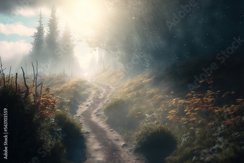nature landscape path. fantasy road in the forest. © ana