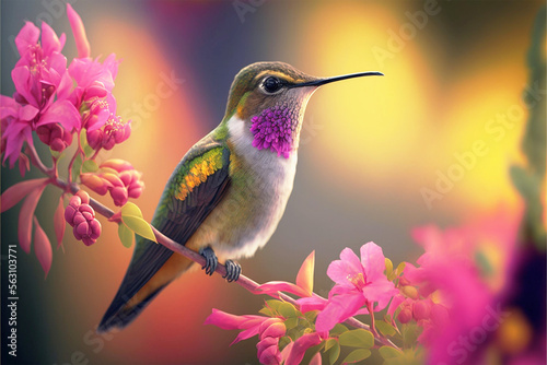colibri, beija flor, hummingbird, bird, generative ai photo