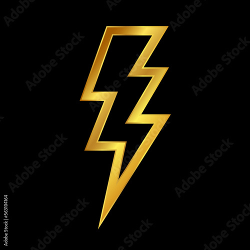 gold lightning bolt icon in trendy flat design