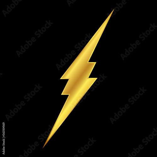 gold lightning bolt icon in trendy flat design
