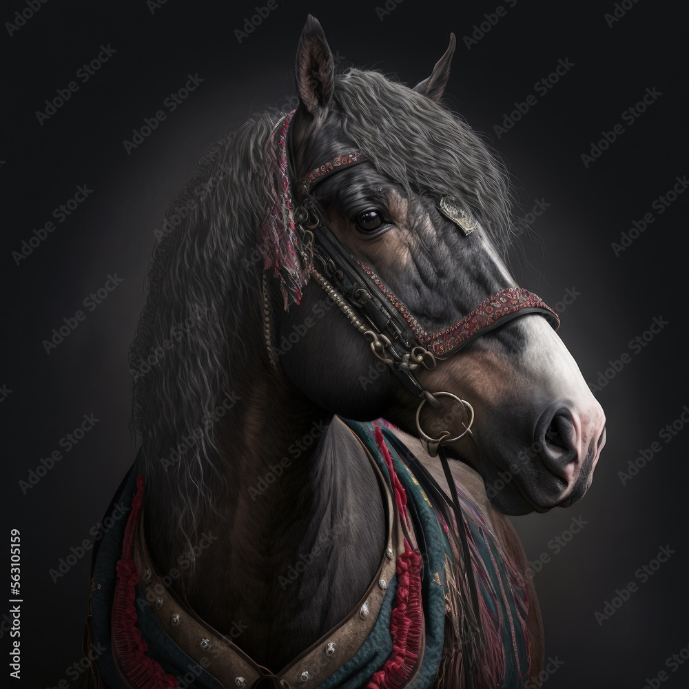 Horse wearing a Y2K outfit design aesthetic illustration made with Generative AI Horse wearing a Y2K outfit design aesthetic illustration made with Generative AI