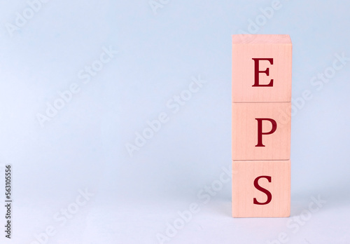 EPS on wooden cubes on a blue background