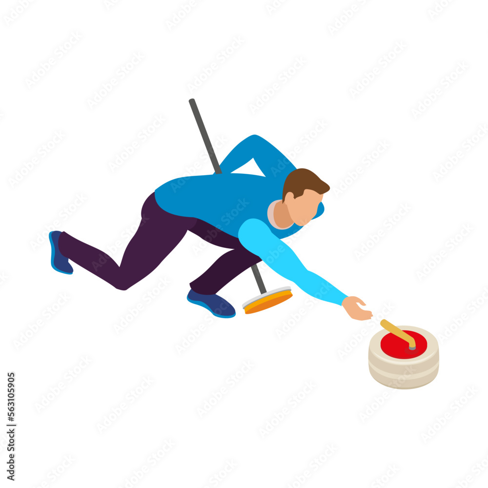 Curling Isometric Illustration