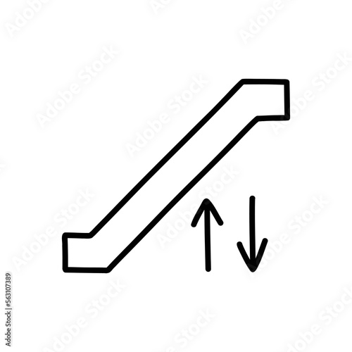 airport escalator doodle icon, vector color line illustration