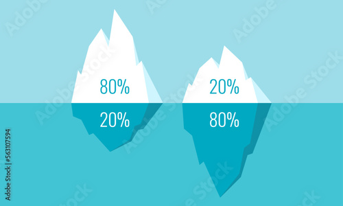 Iceberg vector cartoon, infographics diagram for 80-20 Pareto principle photo