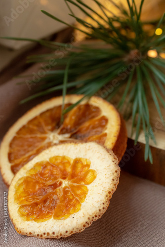 Dried orange, Christmas tree branches
