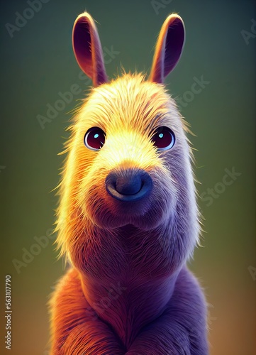 Capybara animal in 3D Style on clean background. Generative ai photo