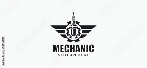 Automotive engine mechanic logo for business related to motor and car automotive industry.