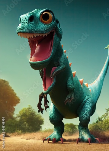 Dinosaur in 3D Style on clean background. Generative ai