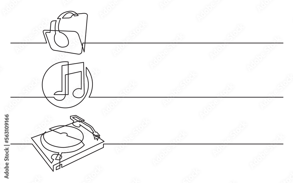 continuous line drawing vector illustration with FULLY EDITABLE STROKE of headphones folder music files dj turntable continuous line drawing vector illustration with FULLY EDITABLE STROKE of headphones folder music files dj turntable