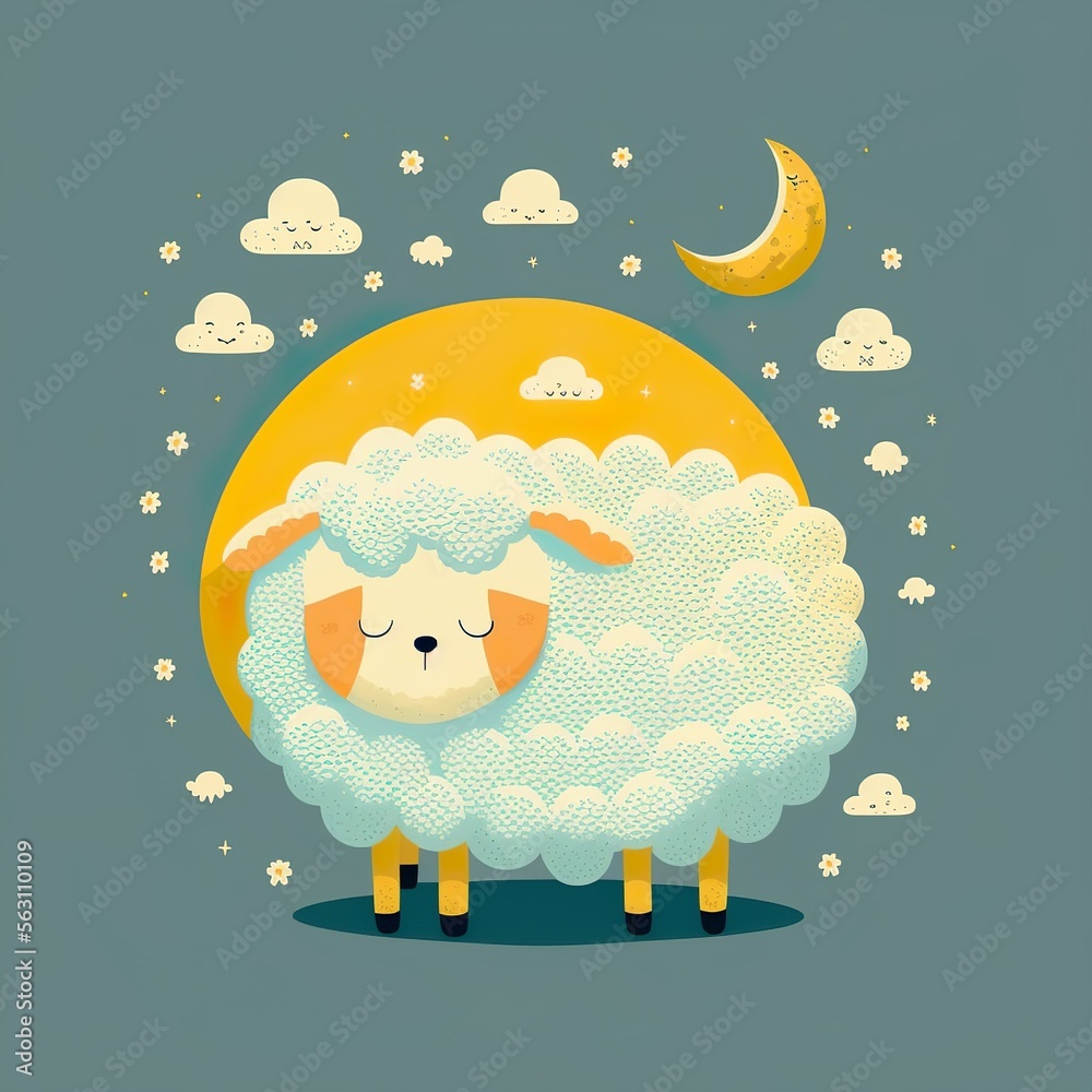 Naklejka premium cute funny sheep image illustration