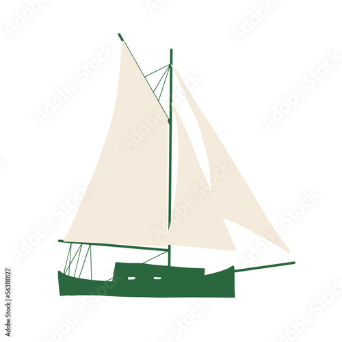 Fishing boat. Colorful vector illustration. Small ships in flat design.