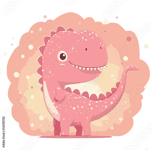 Pink dino, kawaii rose dinosaurus or dragon, Cute pastel pink dino smile, isolated on a white background. minimal flat cartoon illustration. vector, cartoon illustration,white background,eye closing,