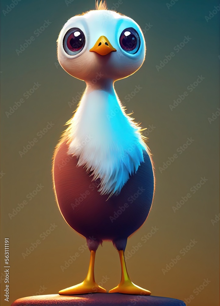 Goose animal in 3D Style on clean background. Generative ai