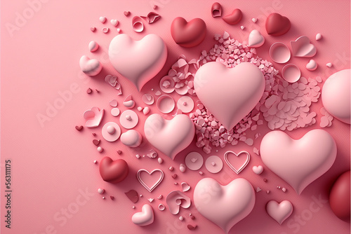 Pink hearts, rendered with intricate textured surfaces that make them look like they're alive photo