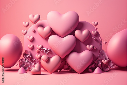 Pink hearts, rendered with intricate textured surfaces that make them look like they're alive photo