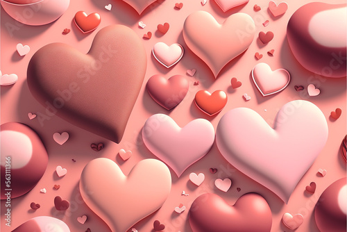 Pink hearts, rendered with intricate textured surfaces that make them look almost touchable photo