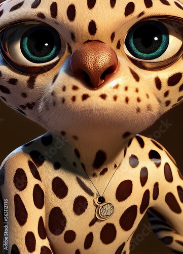 Margay animal in 3D Style on clean background. Generative ai