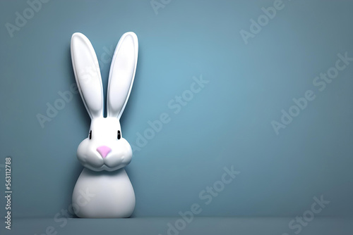 white rabbit on a baby blue background